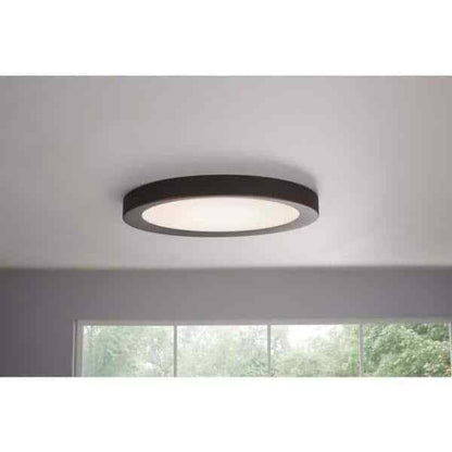Home Decorators Calloway 15 in. Matte Black Selectable LED Flush Mount