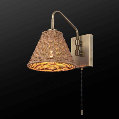 Globe Electric Novogratz Matte Brass Finish Wall Sconce w/ Rattan Wood Shade