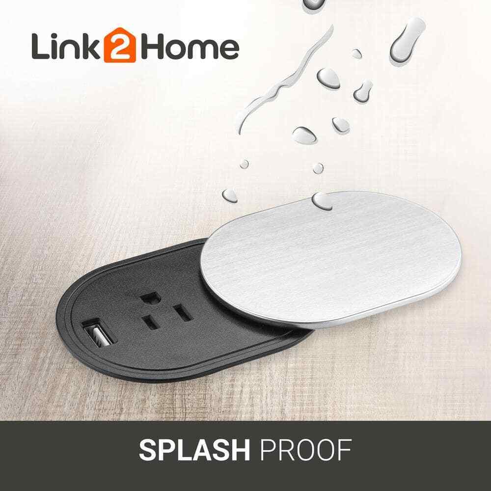Link2Home 1-Power-Outlet Grommet Socket 1 USB Port 2.4 Amp Splash Resistant