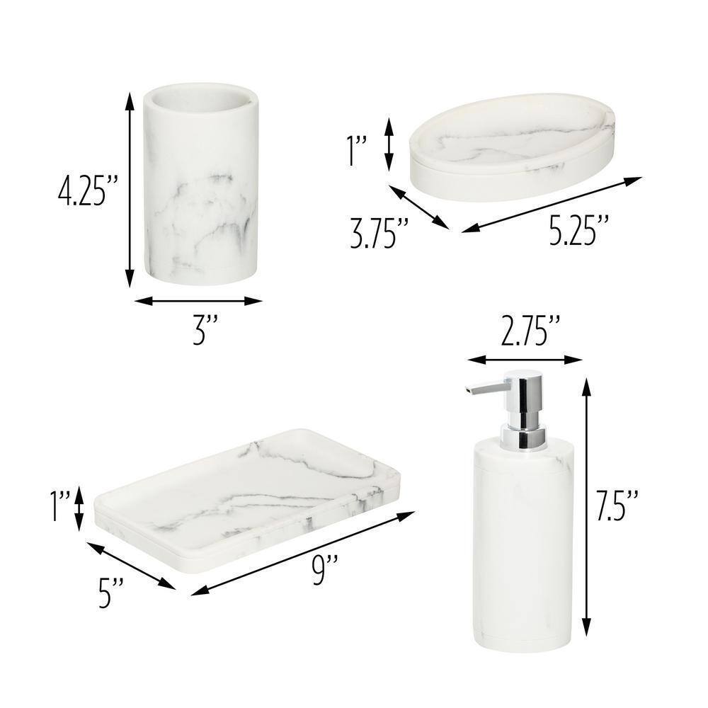 Honey-Can-Do 4-Piece Bathroom Accessories Set in Faux Marble