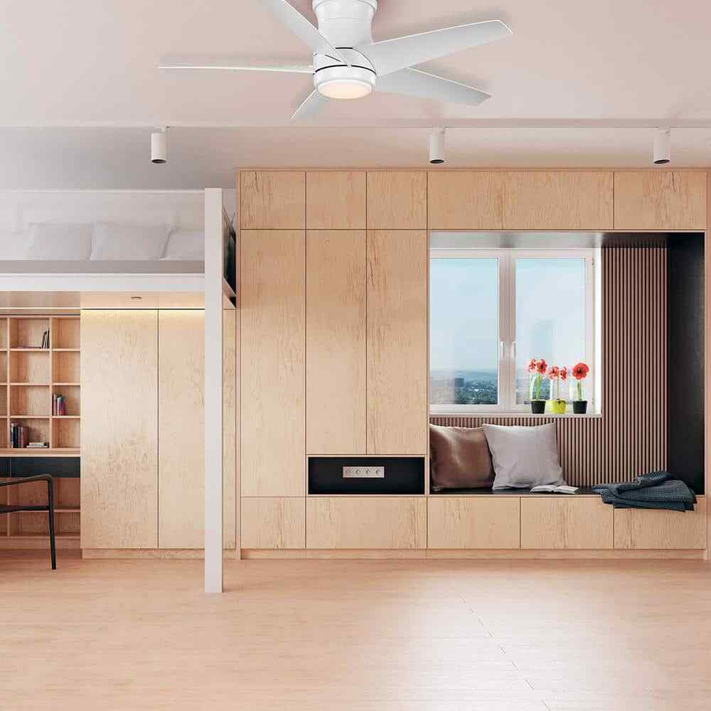 Hampton Bay Mena 44 in. Color Changing Integrated LED Matte White Ceiling Fan