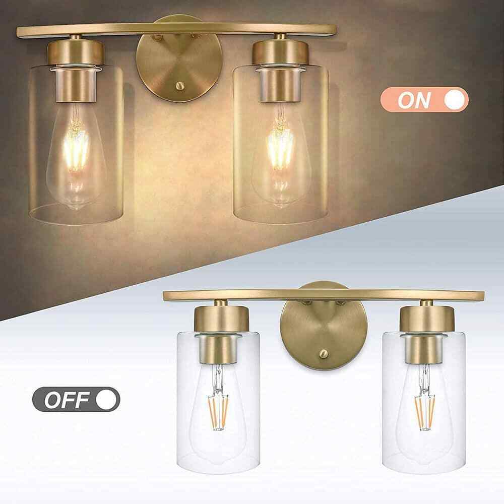 EDISLIVE Abbate Brass Modern Curved Bathroom Vanity Light Fixtures Glass Shade