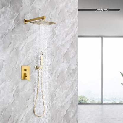 rainlex 10 in. Shower Head High Pressure Shower Faucet Gold Color Valve Included
