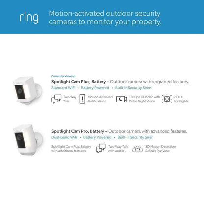 Ring Spotlight Cam Plus Battery Smart Security Video Camera w/ LED Light 2-Pack