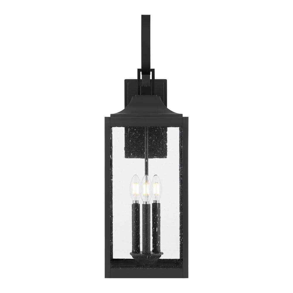 Home Decorators Havenridge 27.8 in. 3-Light Black Hardwired Outdoor Wall Lantern