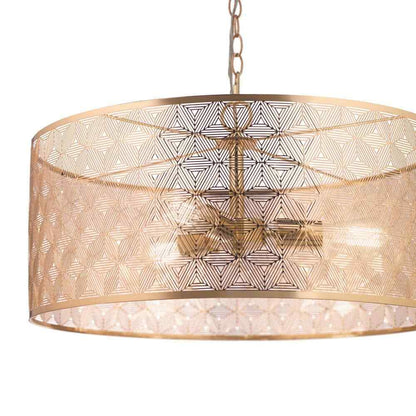 River of Goods Juliet 3-Light Gold Metal Drum-Shade Hanging Chandelier 20299