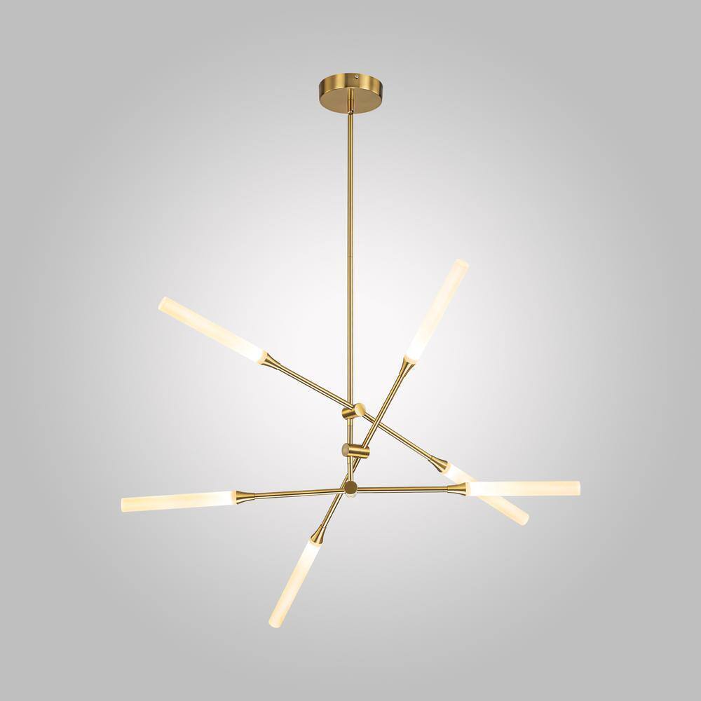 RRTYO Sumler 6-Light Integrated LED Gold Linear Sputnik Chandelier 8101000004863