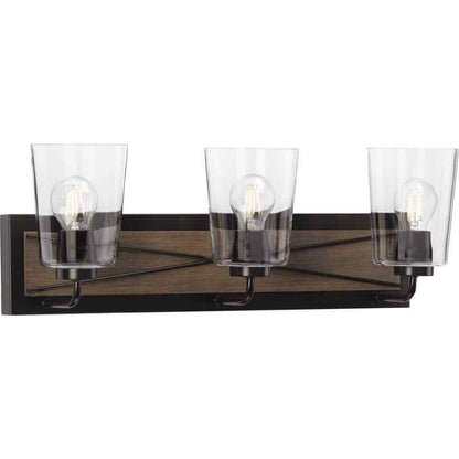 Progress Lighting Briarwood 3-Light Antique Bronze Painted Oak Vanity Light