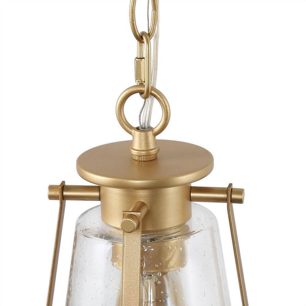 LNC Asaf Modern Gold Mini Pendant Light w/ Seeded Glass Shade 1-Light Pendant