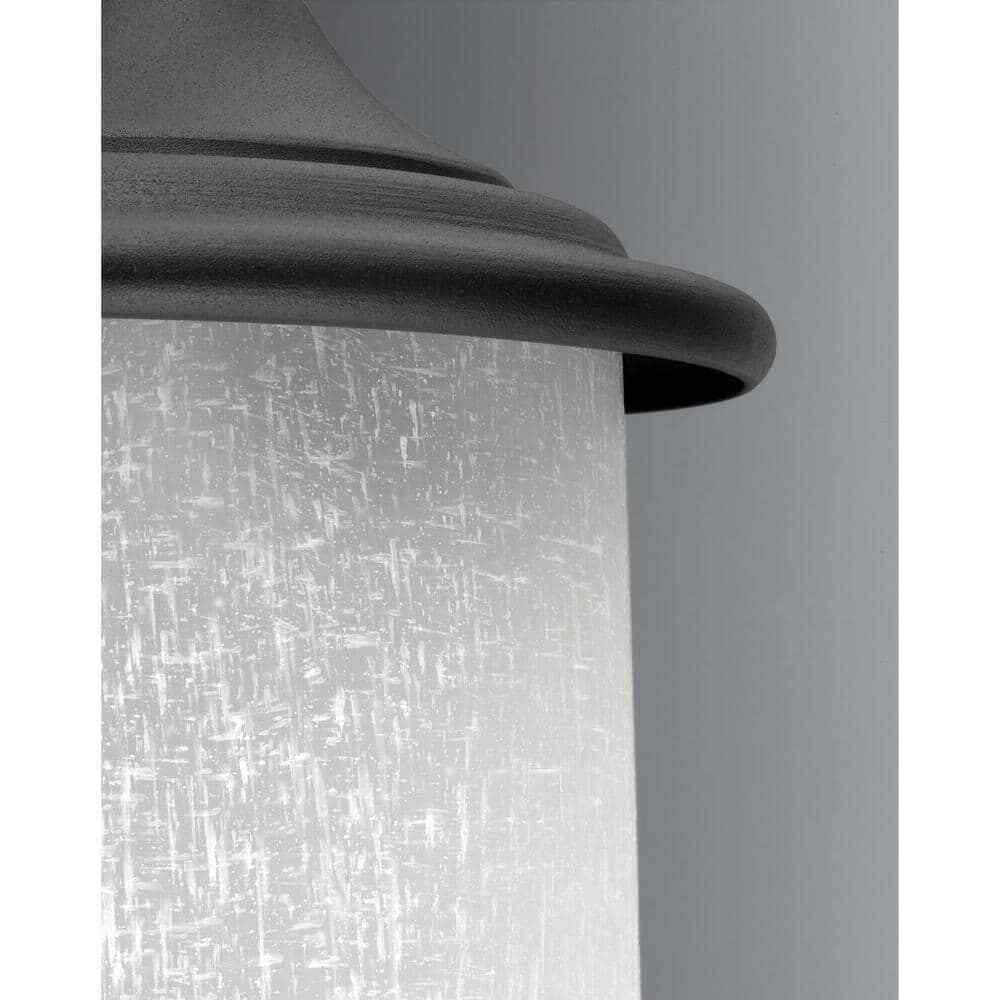 Progress Lighting Textured Black White Linen Glass Craftsman Wall Lantern Light