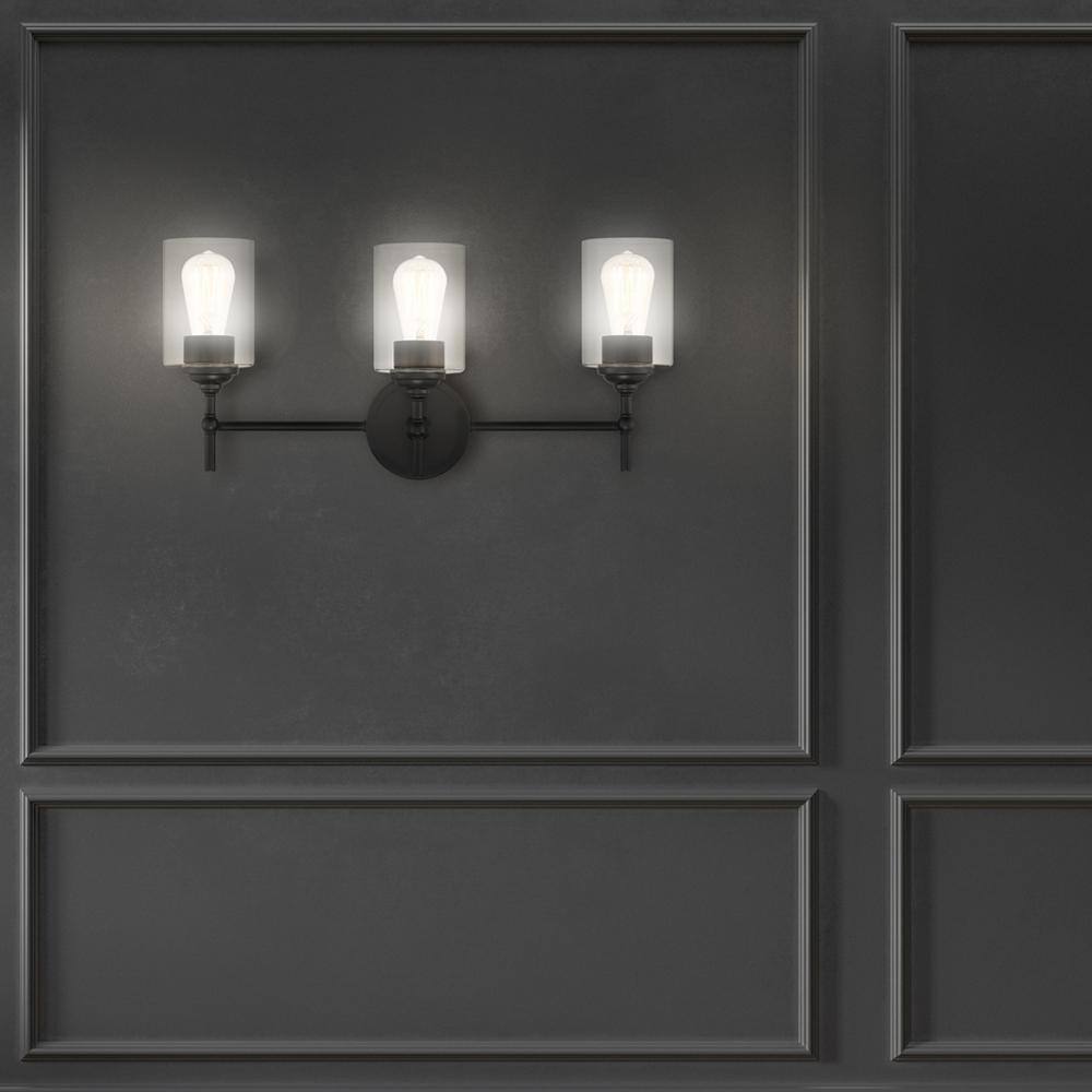 Home Decorators Collection Ayelen 22 in. W 3-Lights Black Vanity Light