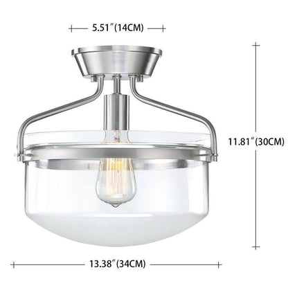 Hukoro Oro 13.4 in. 1-Light Semi Flush Mount with Brush Nickle Finish