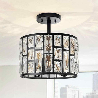 Home Decorators Kristella 12.5 in. 3-Light Matte Black Semi Flush Mount Light