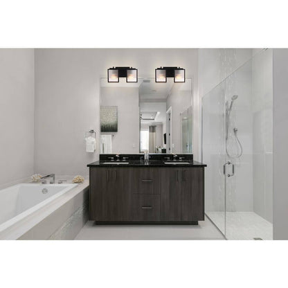 Eglo Henessy 2-Light Black and Brushed Nickel Bath Light with Reeded Glass