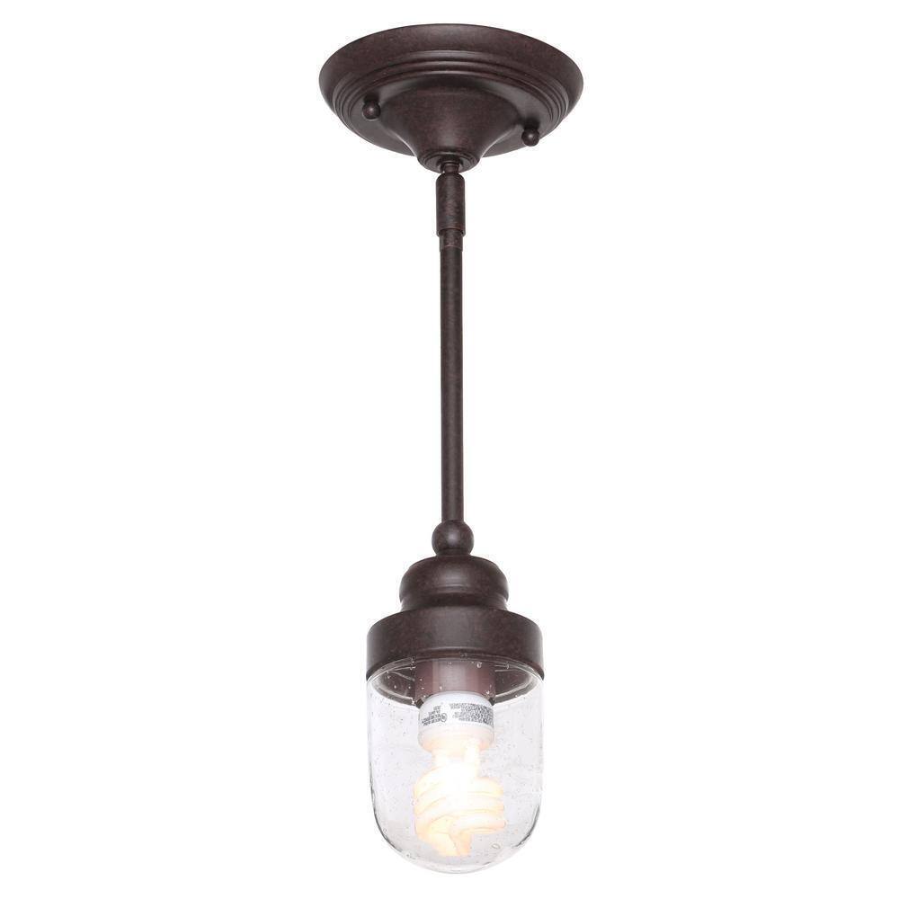 World Imports Brandon 1-Light Bronze Mini-Pendant with Glass Shade