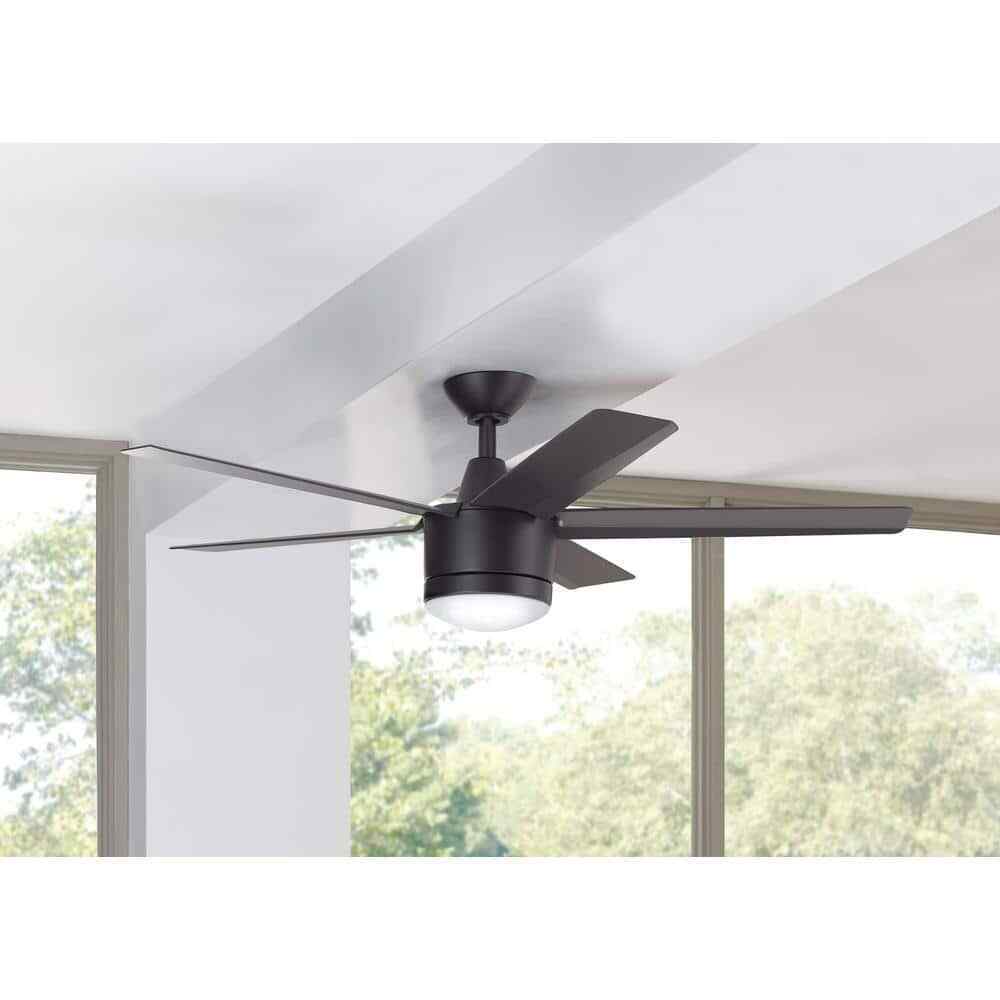 Home Decorators Merwry 52 in. LED Indoor Matte Black Ceiling Fan