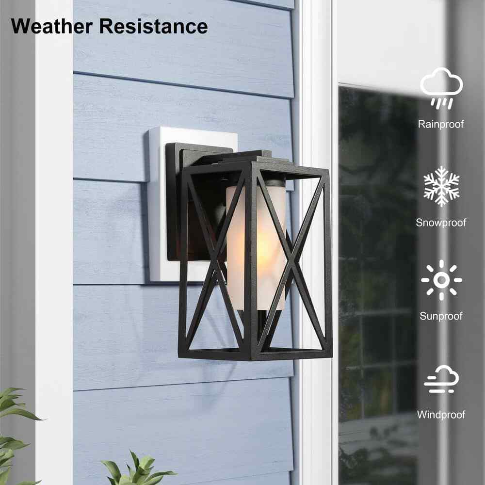 LNC 1-Light Modern Farmhouse Black Outdoor Wall Lantern Sconce Decorative Coach