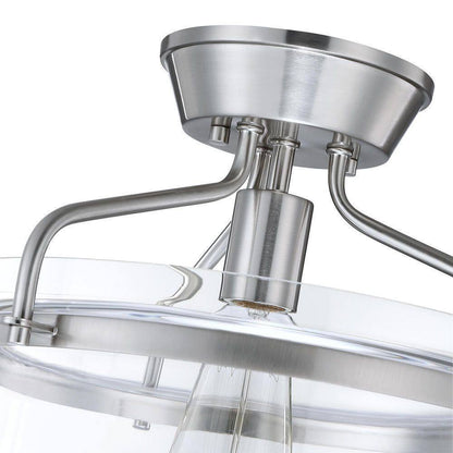 Hukoro Oro 13.4 in. 1-Light Semi Flush Mount with Brush Nickle Finish