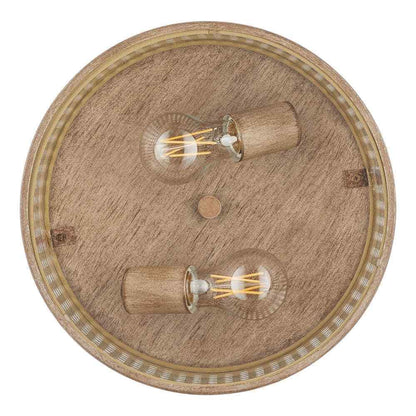 Home Decorators Collection Beau 11.88 in. 2-Light Natural Wood Flush Mount