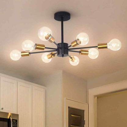 RRTYO Taraji 24.01 in. 8-Light Semi Black and Gold Semi-Flush Mount