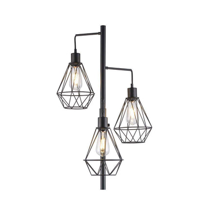 Hampton Bay Winfield 69 in. 3-Light Black Floor Lamp with Metal Shades