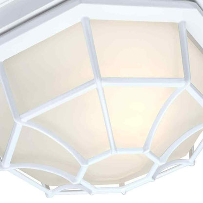 Hukoro Retro Textured White Ceiling Flush Mount Light Fixture w/ Frosted Glass
