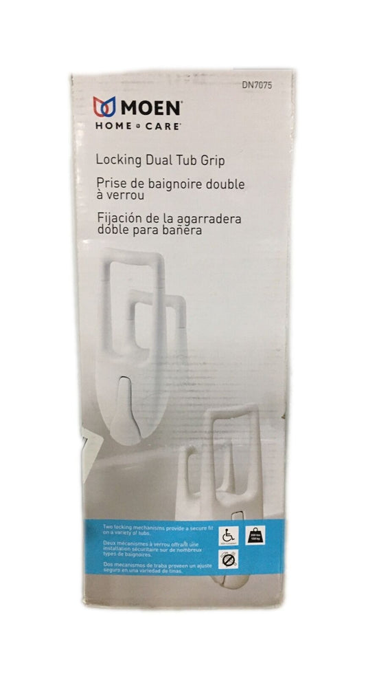 Moen Home Care Locking Dual Tub Grip White, ADA Compliant, 350 lb capacity