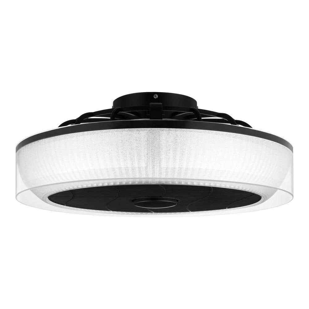 Hampton Bay Pompton 20 in. Integrated LED Indoor Remote Control in Black w/ CCT