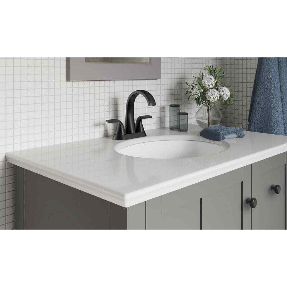 KOHLER Cursiva 4 in. Centerset 2-Handle Bathroom Faucet in Matte Black