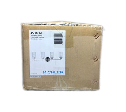 KICHLER Winslow Brushed Nickel Bathroom Vanity Light w/ Seeded Glass Shade