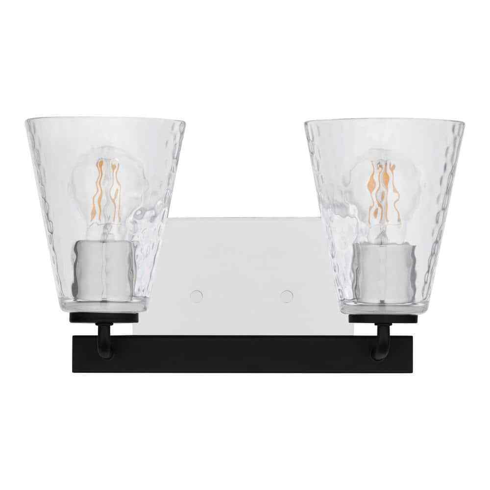 Home Decorators Westbrook 2-Light Matte Black Modern Bathroom Vanity Light