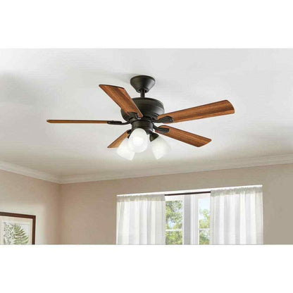 Hampton Bay Riley 44 in. Indoor LED Bronze Ceiling Fan w/Remote + Light Kit