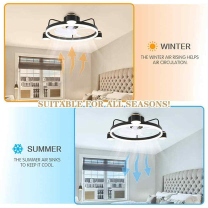 Bella Depot 28 in. LED Indoor Smart App Control Low Profile Black Ceiling Fan