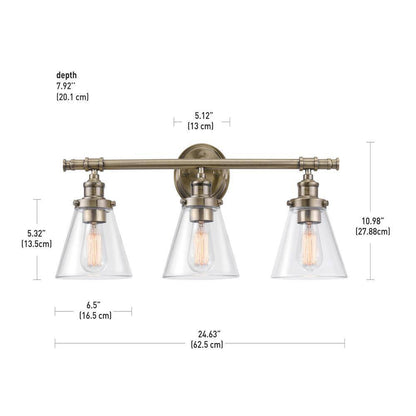 Globe Electric Parker 3-Light Brass 5-Piece All-In-One Bath Vanity Light Set