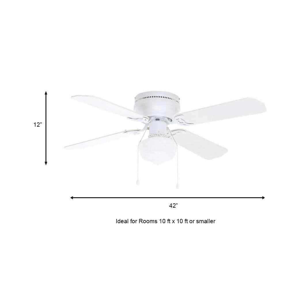 Littleton 42 in. LED Indoor Flush Mount White Ceiling Fan with Light Kit