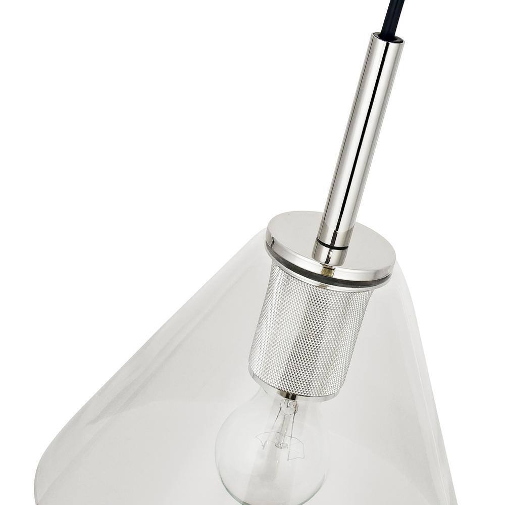 Decor Living 1-Light Brushed Nickel Mini Pendant with Glass Cone Shade