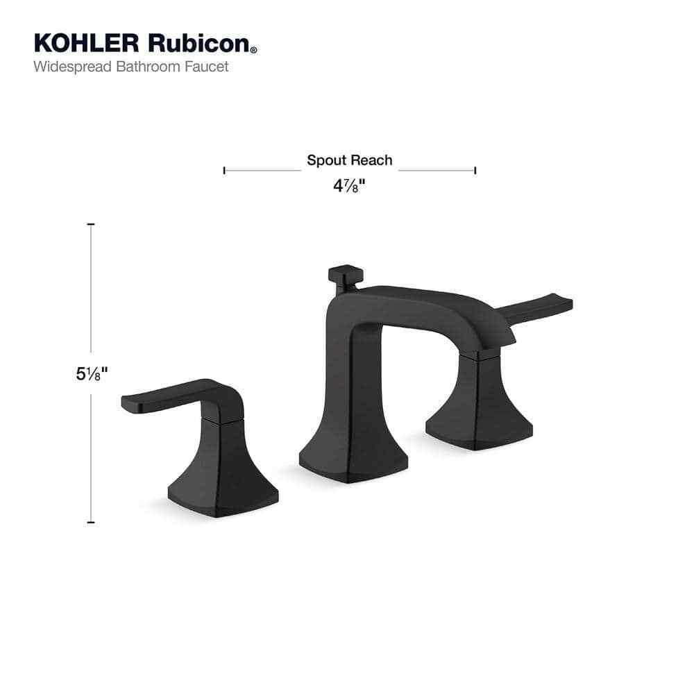 KOHLER Rubicon 8 in. 2-Handle Bathroom Faucet in Matte Black Valve Included
