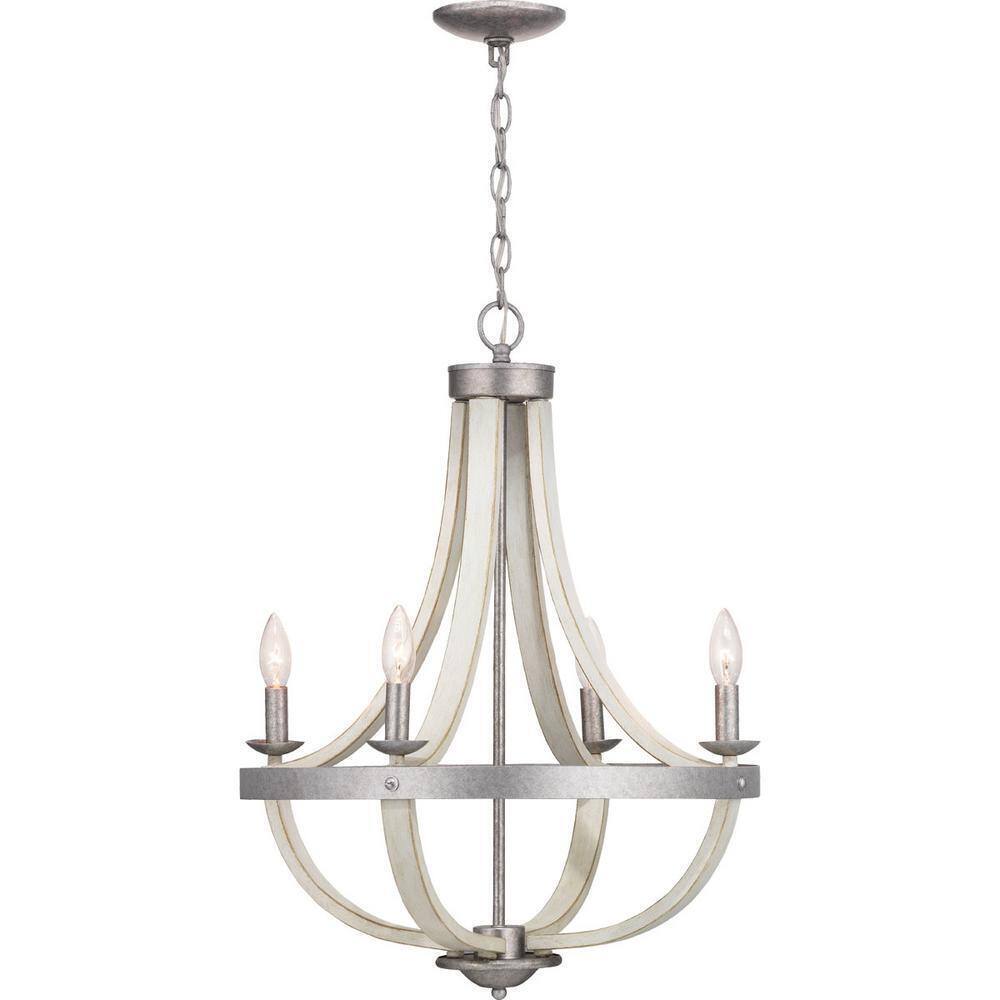 Home Decorators Keowee 21 in. 4-Light Silver Coastal Farmhouse Cage Chandelier