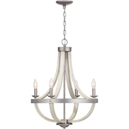 Home Decorators Keowee 21 in. 4-Light Silver Coastal Farmhouse Cage Chandelier