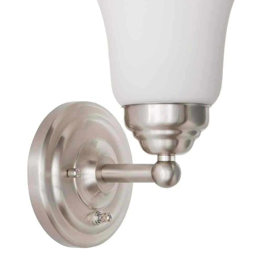Hampton Bay Ashurst 1-Light Brushed Nickel Wall Sconce with Switch