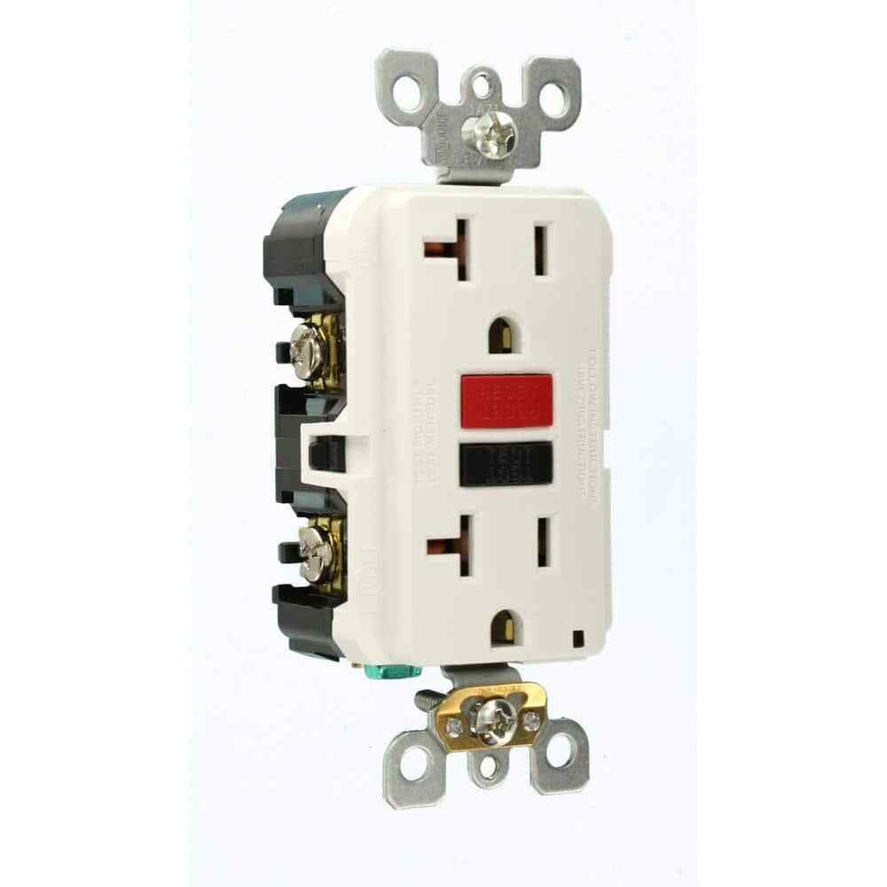 Leviton 20 Amp Self-Test SmartlockPro Slim Duplex GFCI Outlet White