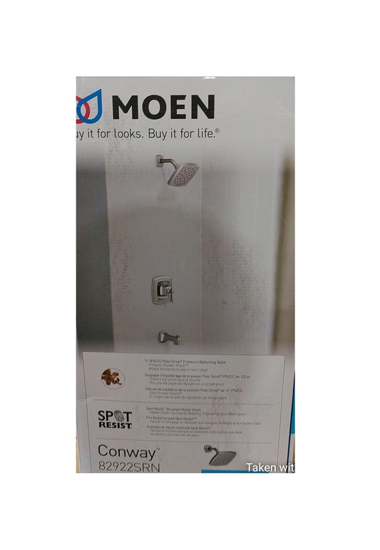 MOEN Conway Tub and Shower Faucet w/ Valve Brushed Nickel Valve Included
