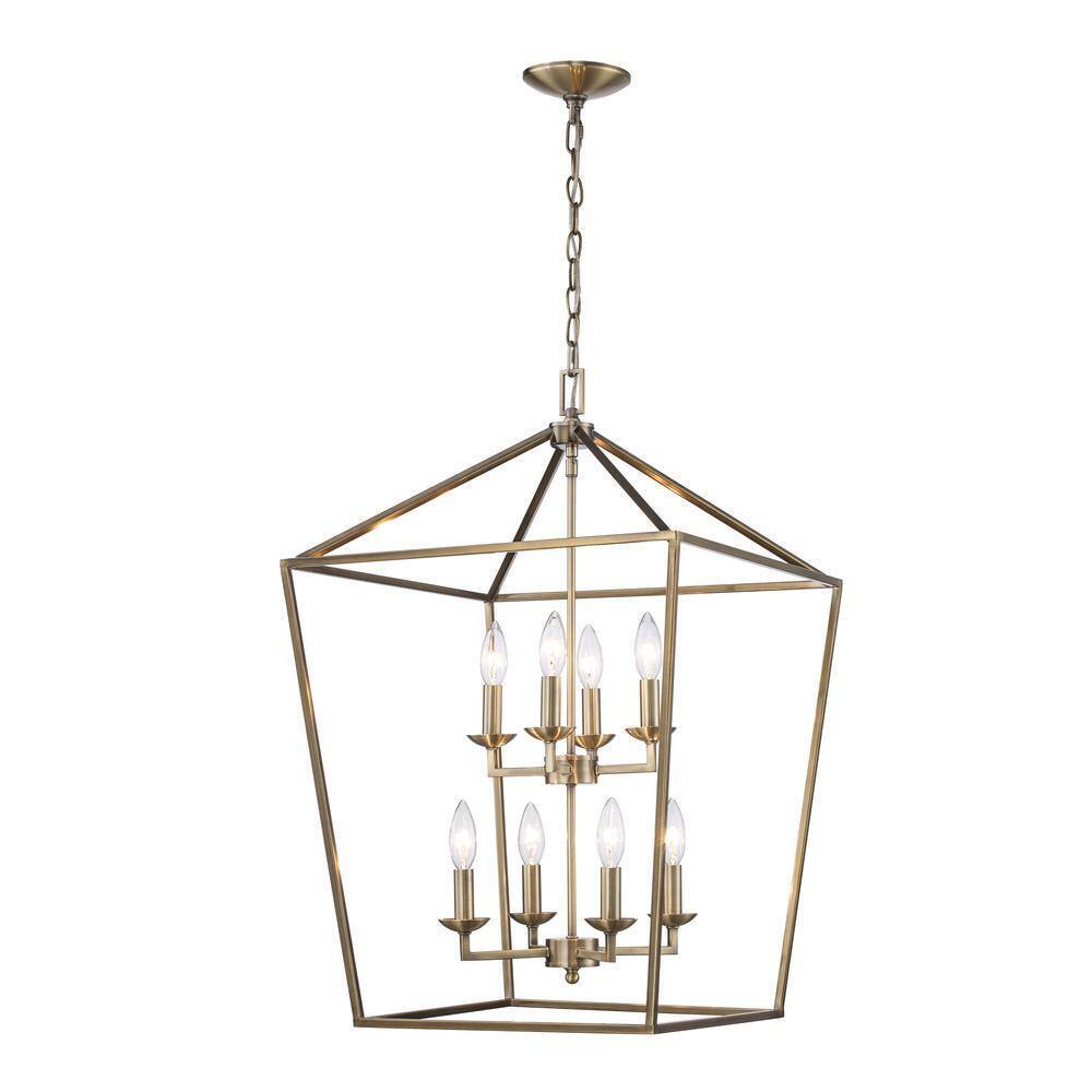 Home Decorators Weyburn 8-Light Brushed Brass Farmhouse Chandelier Light Fixture