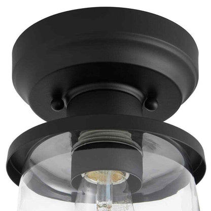 Hampton Bay Rigby 9.6 in. 1-Light Matte Black Round Flush Mount Ceiling Light