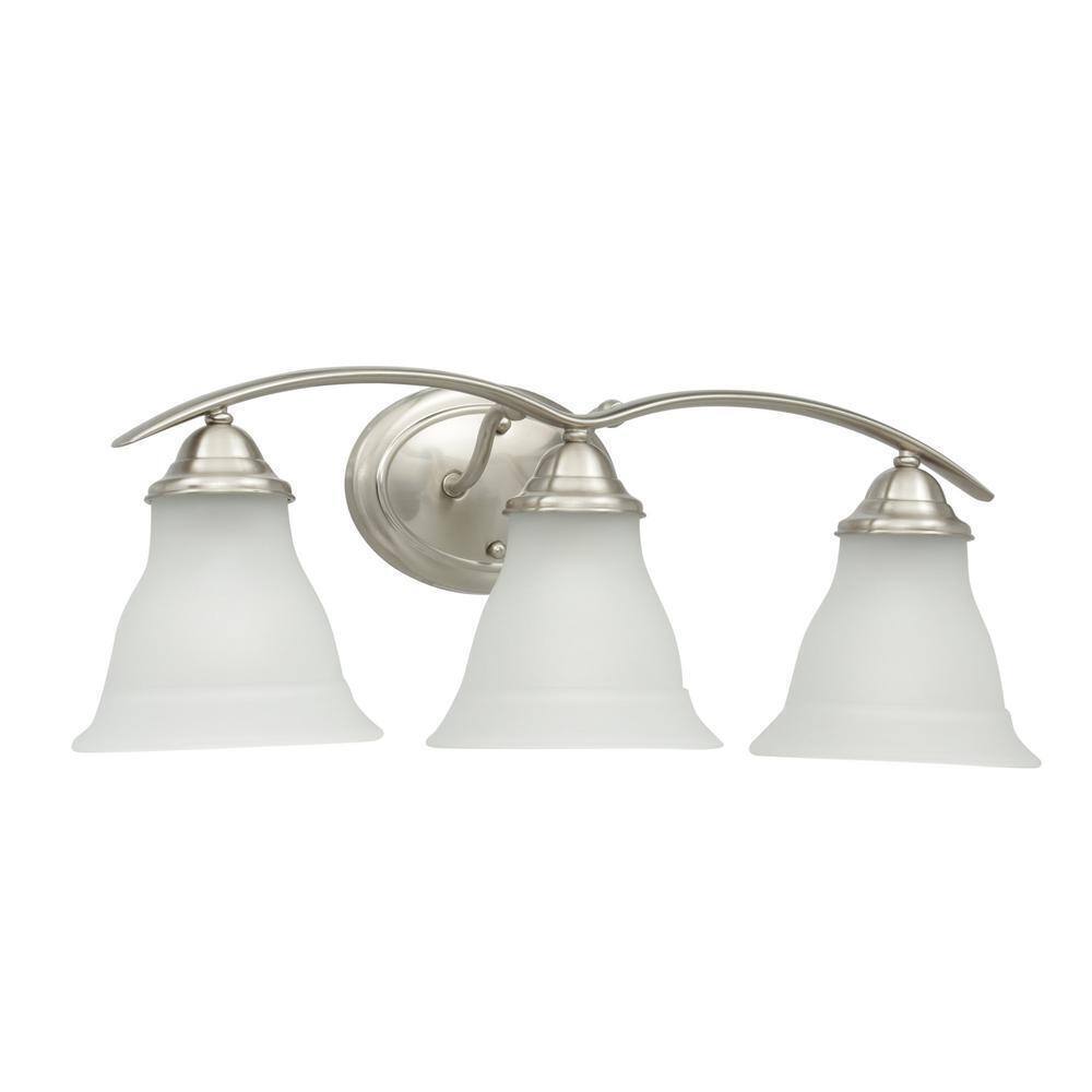 Progress Lighting Trinity 3-Light Brushed Nickel Glass Traditional Bath Vanity