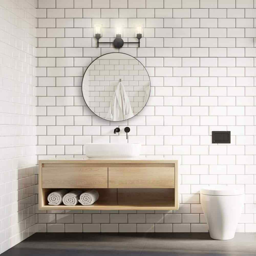 Home Decorators Collection Ayelen 22 in. W 3-Lights Black Vanity Light