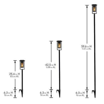 Hampton Bay Ambrose Solar Matte Black Integrated LED Modern Flicker Flame 2-Pack