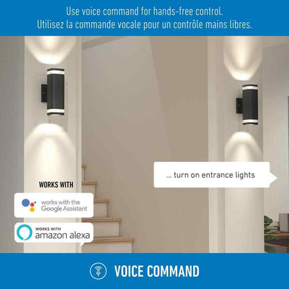 Artika Stark Black Modern SmartLED Hardwired Garage and Porch Light Wall Sconce