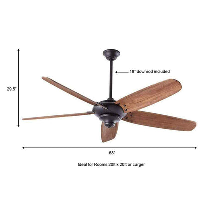 Home Decorators Altura 68 in. Matte Black Ceiling Fan w/ Downrod, Remote Control