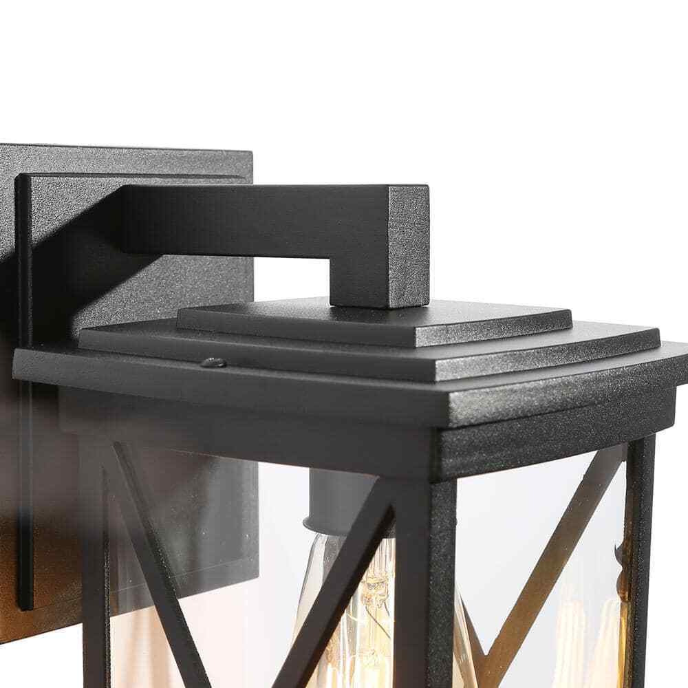 LNC Modern Black Outdoor Wall lantern Sconce 1-Light Hardwired Light Fixture